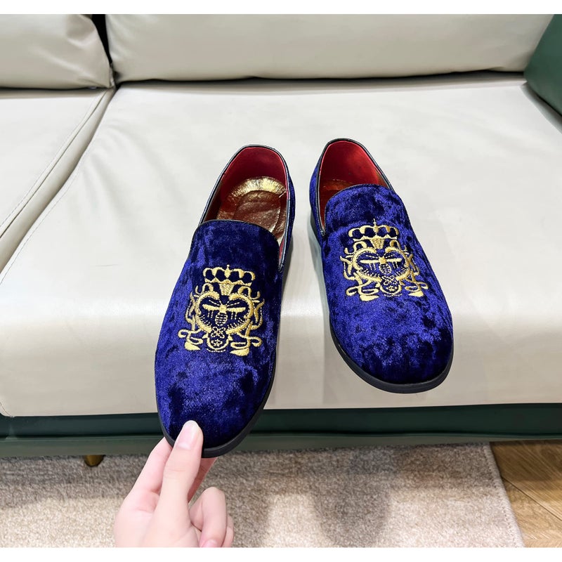 FLQL Handcrafted Genuine Leather Men's Penny Slip-On Leather Lined Loafer Size 9.5 Blue - Image 5